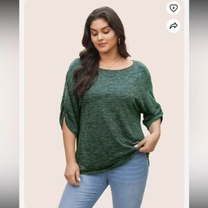 BloomChic Plus Size 2XL Boat Neck Gathered Dolman Sleeve T-shirt us18-20